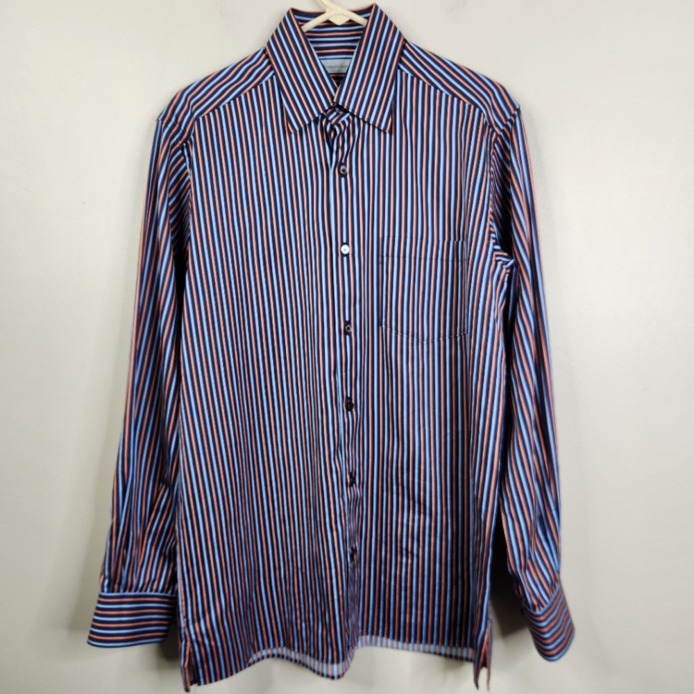 Ermenegildo Zegna Multicolor Striped Long Sleeve Dress Shirt Medium